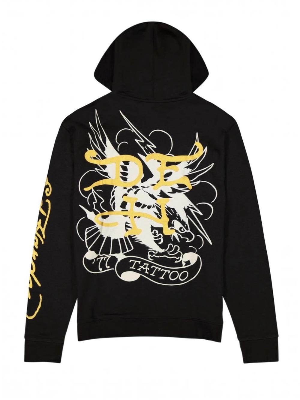 NWT Ed Hardy Black Fire Skull Tattoo Pullover Hoodie Size L EHM1300-58 - Picture 2 of 15